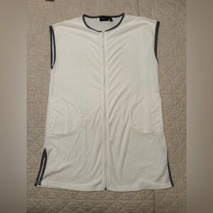 d&co Beach White Coverup with Navy Trim